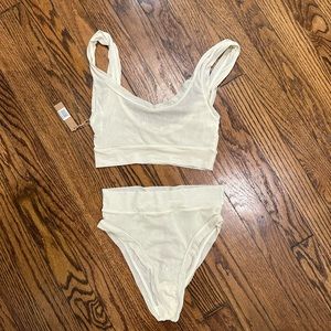 Skims summer mesh bralette and high waist brief in bone